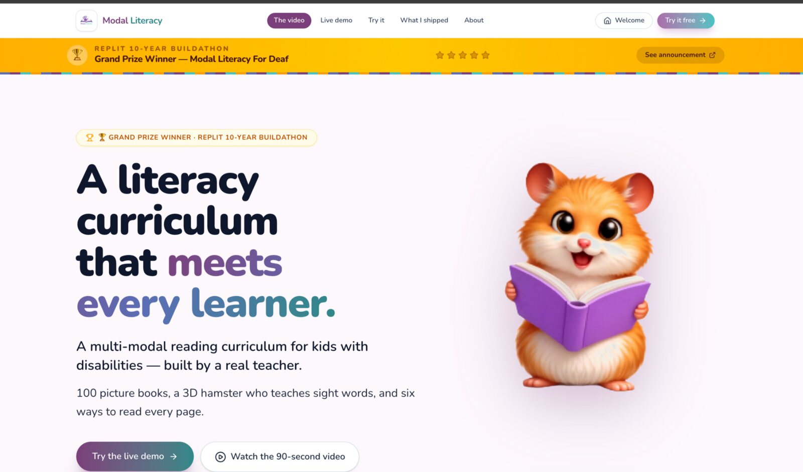 The Modal Literacy product interface