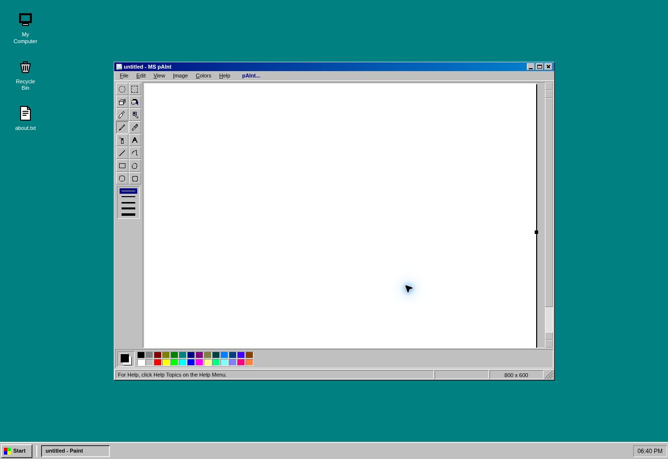 Draw Nostalgia with a nostalgic teal desktop, classic drawing tools, color palette, and blank canvas